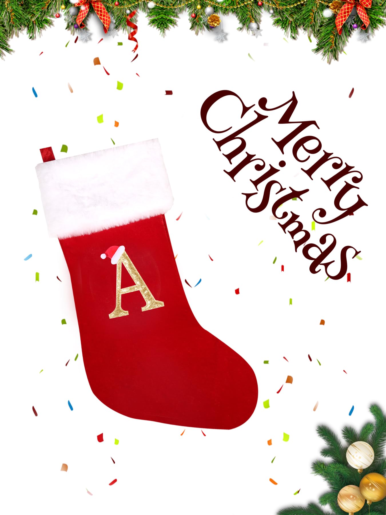 infleesh 20 Inches Monogrammed Christmas Stockings with Letters,Super Soft Christmas Stockings Large Monogram Stockings Red Letter Stockings for Christmas Holiday Xmas Gift… - Medaid International