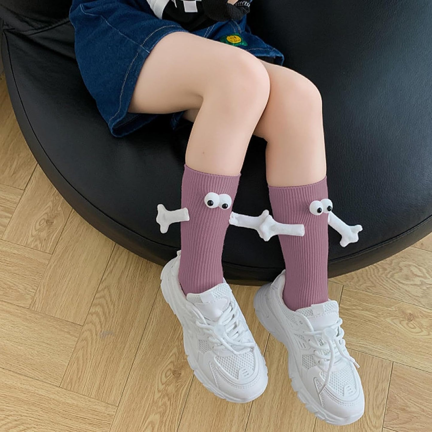 ARTSIM Magnetic Hand Holding Socks for Couple Friends Kids 3D Doll Mid-Tube Cute Hand in Hand Socks with Eyes Novelty Xmas Socks Rose Red (Color : Rose Red, Size : One Size) - Medaid International