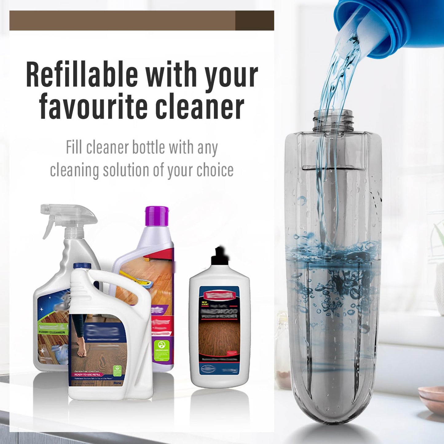 Mops for Floor Cleaning, 50 inch Spray Mop with 400ml Refillable Bottle and 2 Replacement Pads Dry Wet FloorCleaning Household or Commercial Use for Hardwood Laminate Tile Ceramic (Brown) - Medaid International