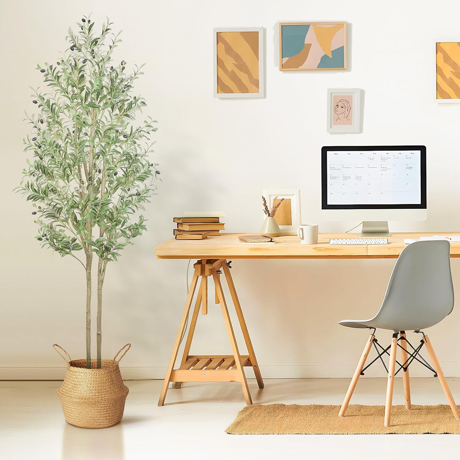 Alupssuc Tall 7ft Artificial Olive Trees, Faux Olive Silk Tree Indoor with Natural Branches & Realistic Leaves, Fake Olive Tree for Home Living Room Bedroom Balcony Corner Office Garden Decor, 7 Feet - Medaid International