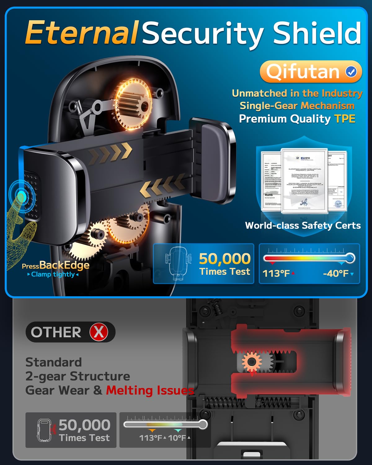 Qifutan Car Phone Holder Mount Phone Mount for Car Windshield Dashboard Air Vent Universal Hands Free Automobile Cell Phone Holder Fit for iPhone Smartphone Camera Mounts - Medaid International