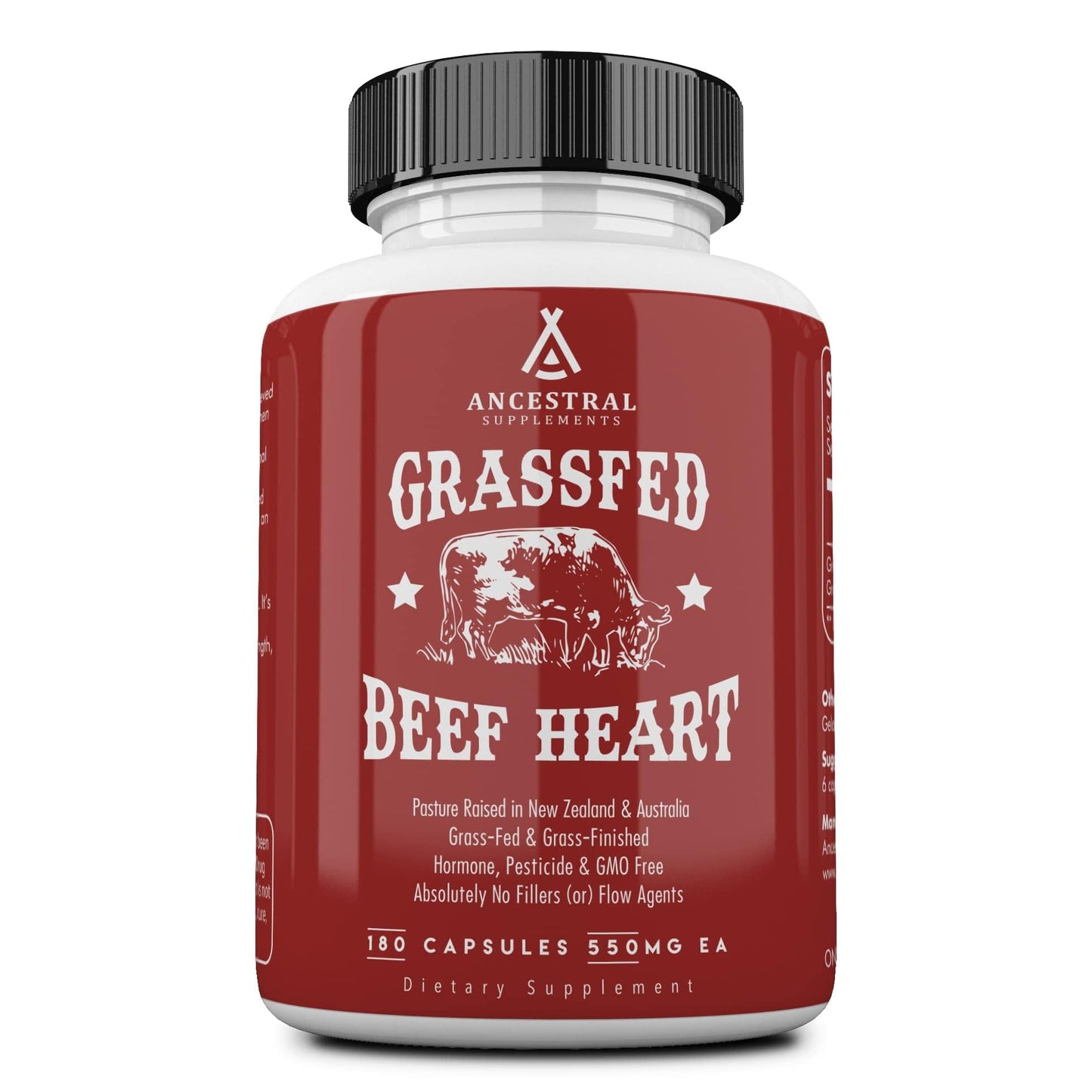 Ancestral Supplements Grass Fed Beef Heart Supplement, 3300mg, CoQ10 Supplement Supports Heart and Mitochondrial Health, Non-GMO, 180 Capsules - Medaid International