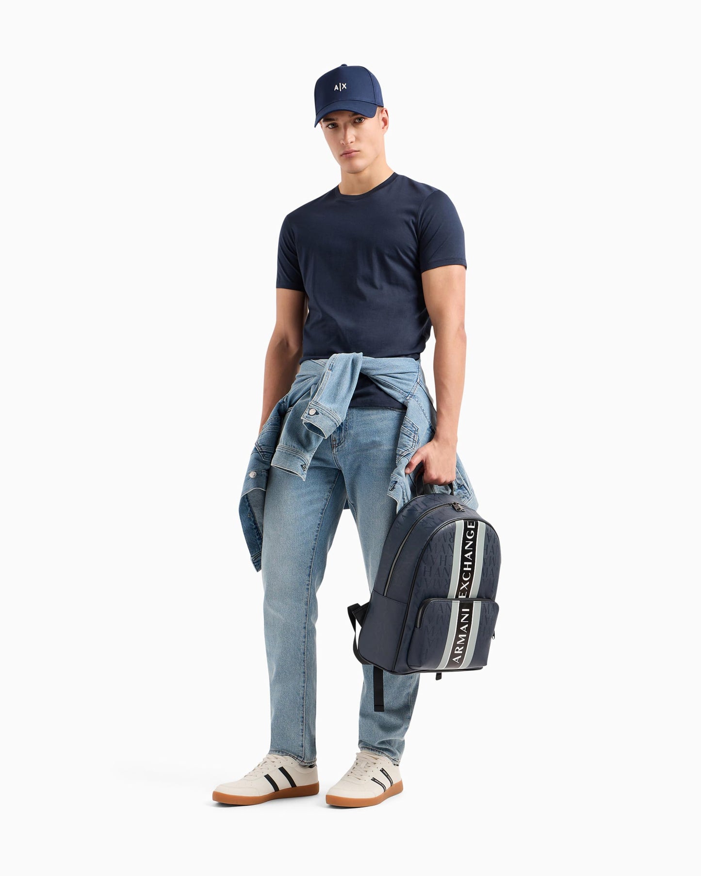 Armani Exchange mens Classic Crew Logo Tee T Shirt, Dark Blue, X-Large US - Medaid International