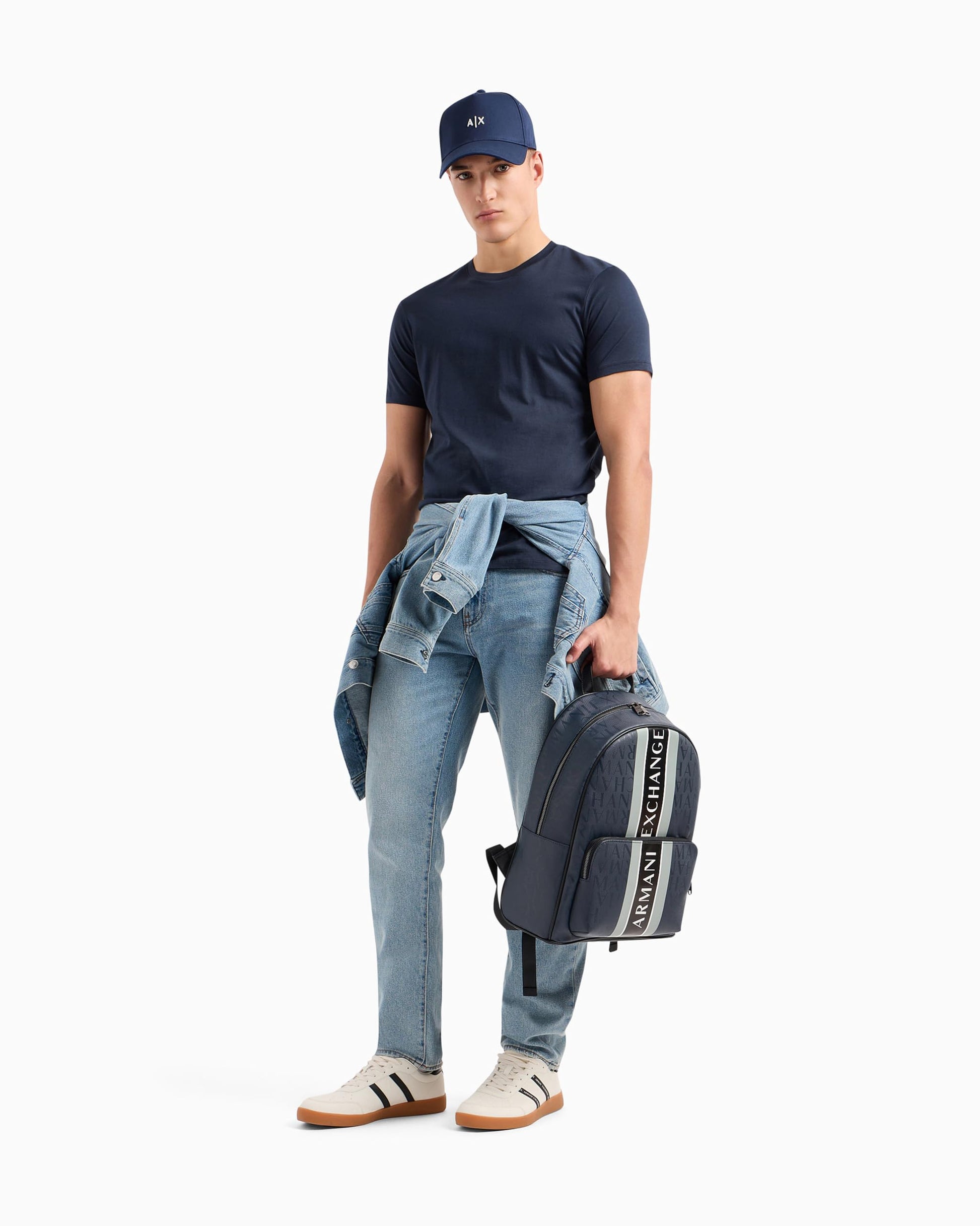 Armani Exchange mens Classic Crew Logo Tee T Shirt, Dark Blue, X-Large US - Medaid International