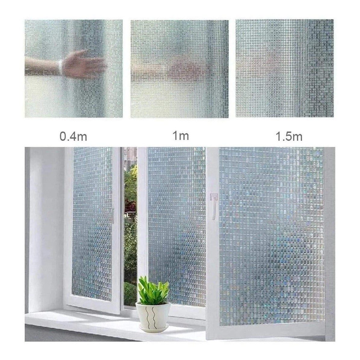 Arthome 3D Mosaic Window Film, 17.5x78.7 inch Privacy Film Static Cling Film, No Glue Self Adhesive Anti UV Window Sticker,Removable Rainbow Window Tint Film for Home Office - Medaid International