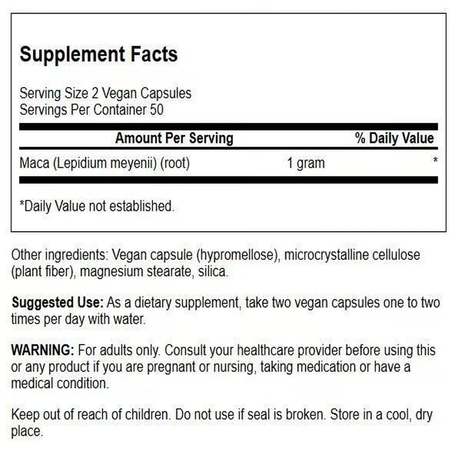 Swanson Maca 500 Milligrams 100 Capsules - Medaid International