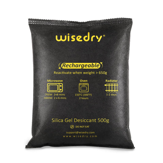 wisedry 2 x 500 Gram [2.2 lbs] Rechargeable Silica Gel Car Dehumidifier, Microwave Fast Reactivated Desiccant Packets Large for Gun Safe Closet Basement Garage Storage Moisture Absorber Bag Reusable - Medaid International