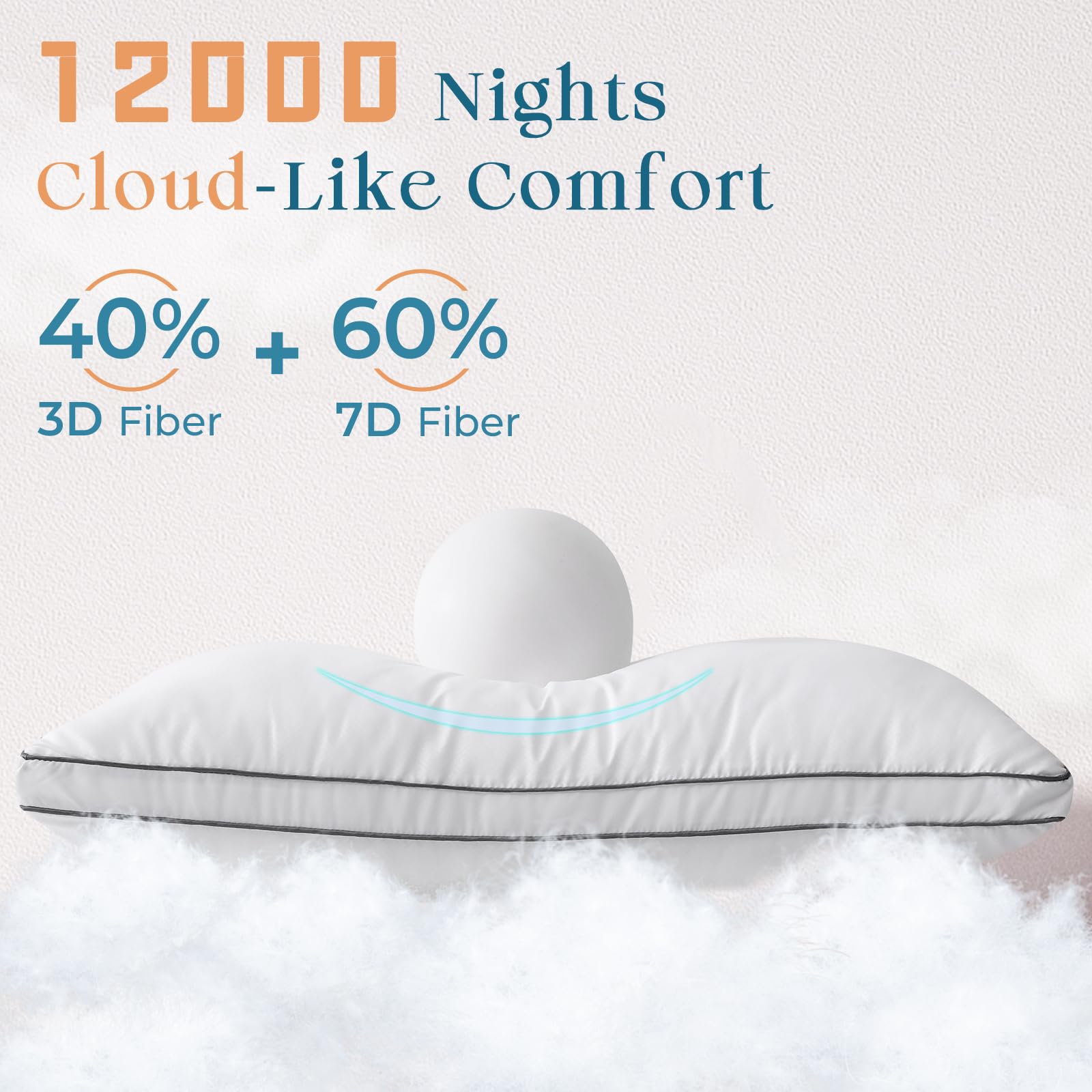 MUXHOMO Bed Pillows Queen Size Set of 2, Hotel Collection Sleeping Pillows 2 Pack for Side and Back Sleepers, Down Alternative Plump Filling, 20 x 30 Inches - Medaid International