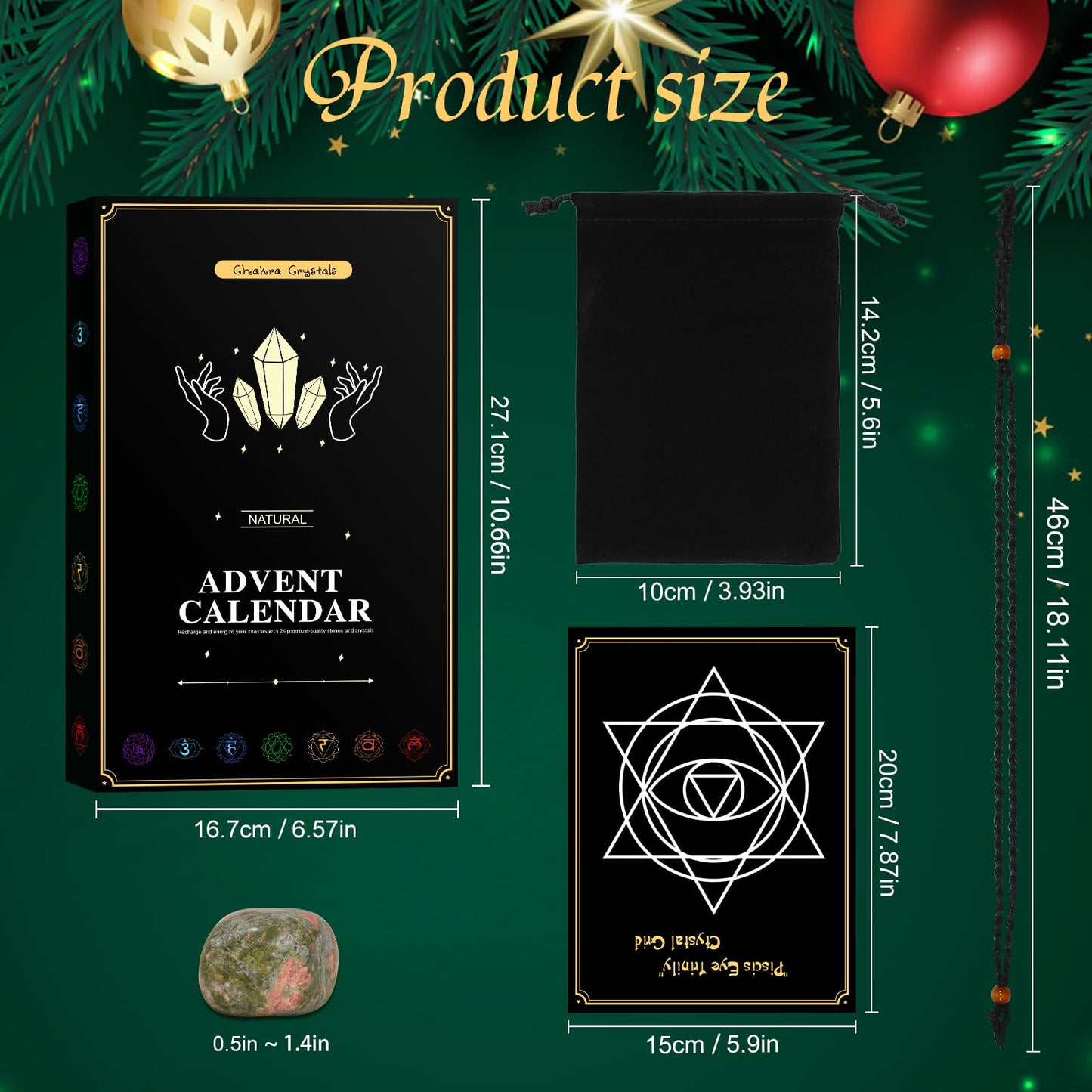 Pukamam Crystal Advent Calendar 2025 Adult Rock Healing Gemstone 24 Days Christmas Countdown calendar - Medaid International