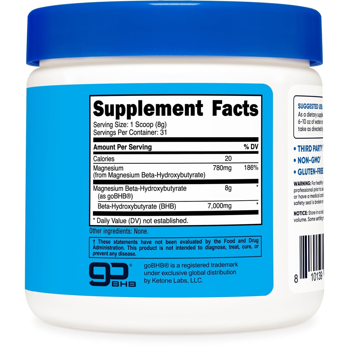 Nutricost Magnesium BHB Salts (250 Grams, Unflavored) - Exogenous Ketone Supplement, 6.5g Beta-Hydroxybutyrate Per Serving - Medaid International