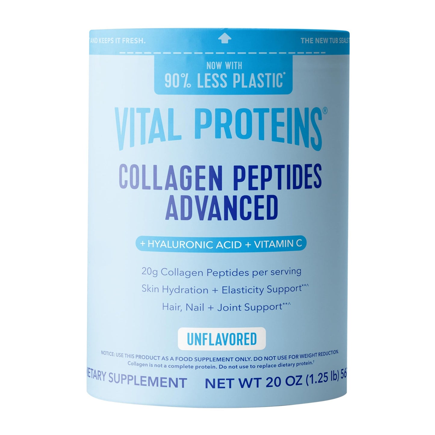 Vital Proteins Collagen Peptides Powder Advanced with Hyaluronic Acid & Vitamin C - 20oz Collagen Protein, Unflavored, 27 Servings - Medaid International