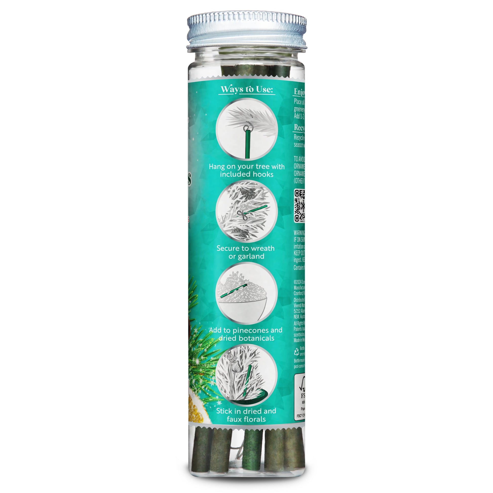 Scentsicles O Christmas Tree Scented Chrismas Ornaments with Hooks - 1 Bottle (6 Sticks Total) - Medaid International