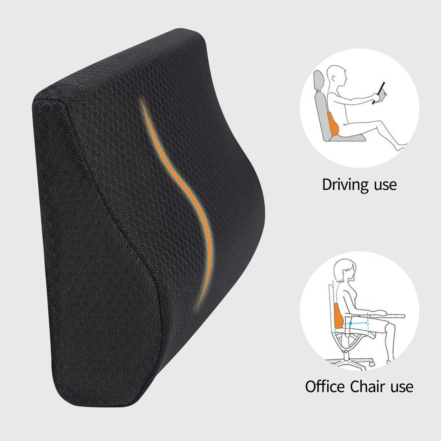 Car Lumbar Support Pillow High-Density Memory Foam for Superior Comfort - Medaid International