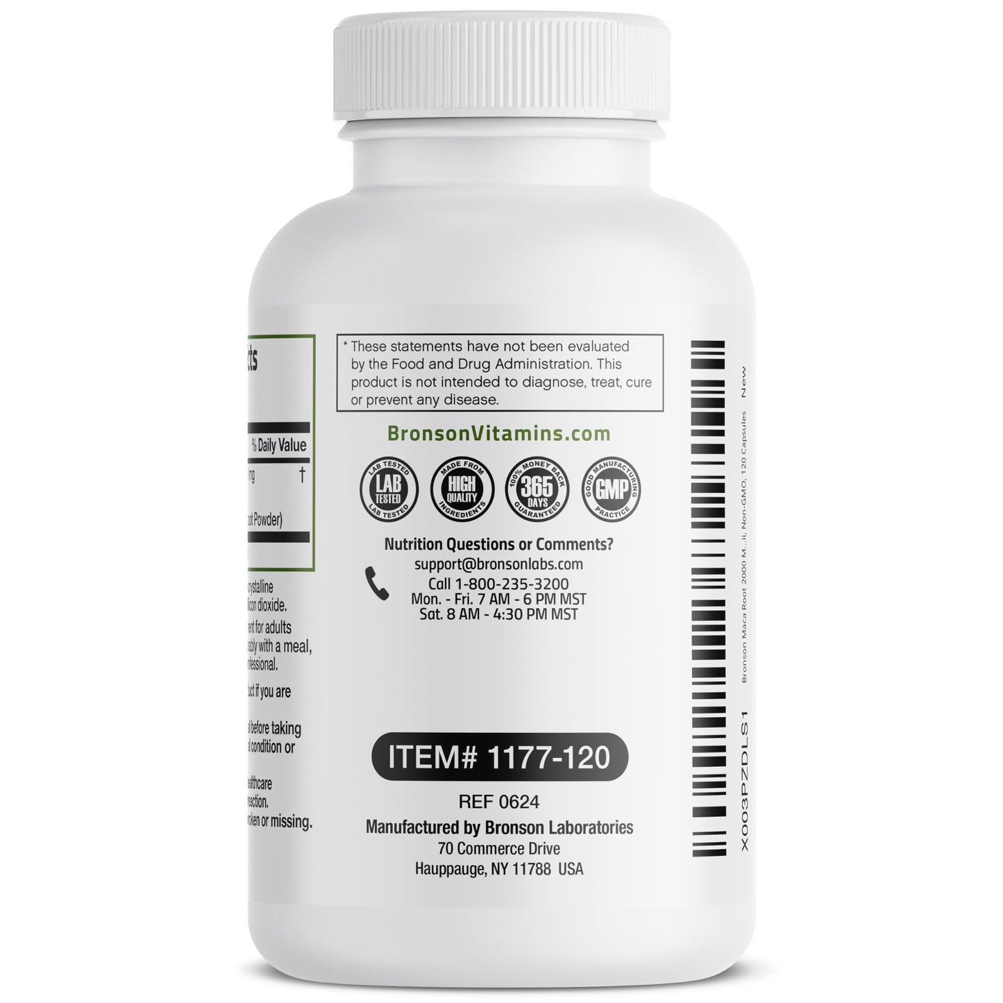 Bronson Maca Root Lepidium Meyenii Non-GMO, 120 Vegetarian Capsules - Medaid International