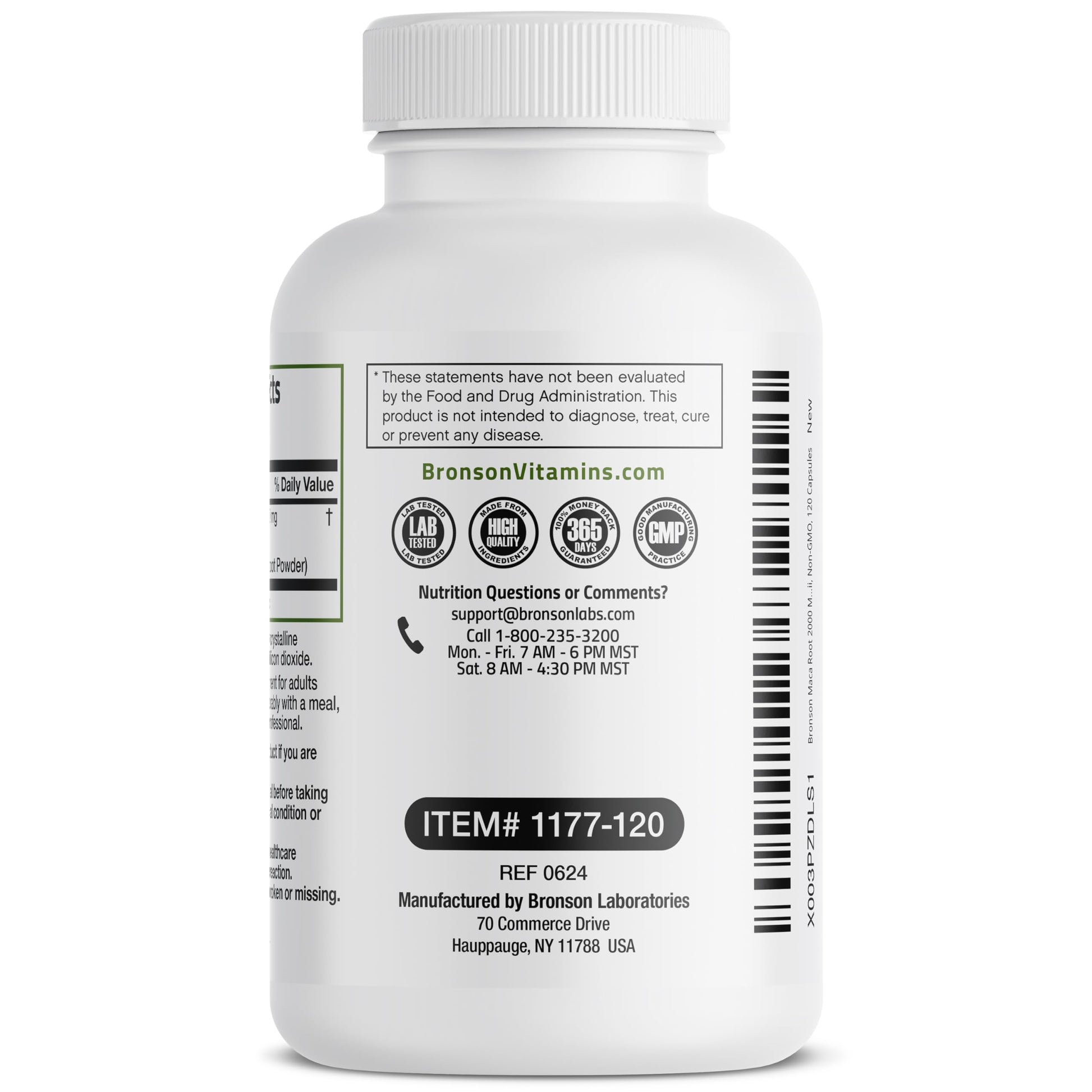 Bronson Maca Root Lepidium Meyenii Non-GMO, 120 Vegetarian Capsules - Medaid International