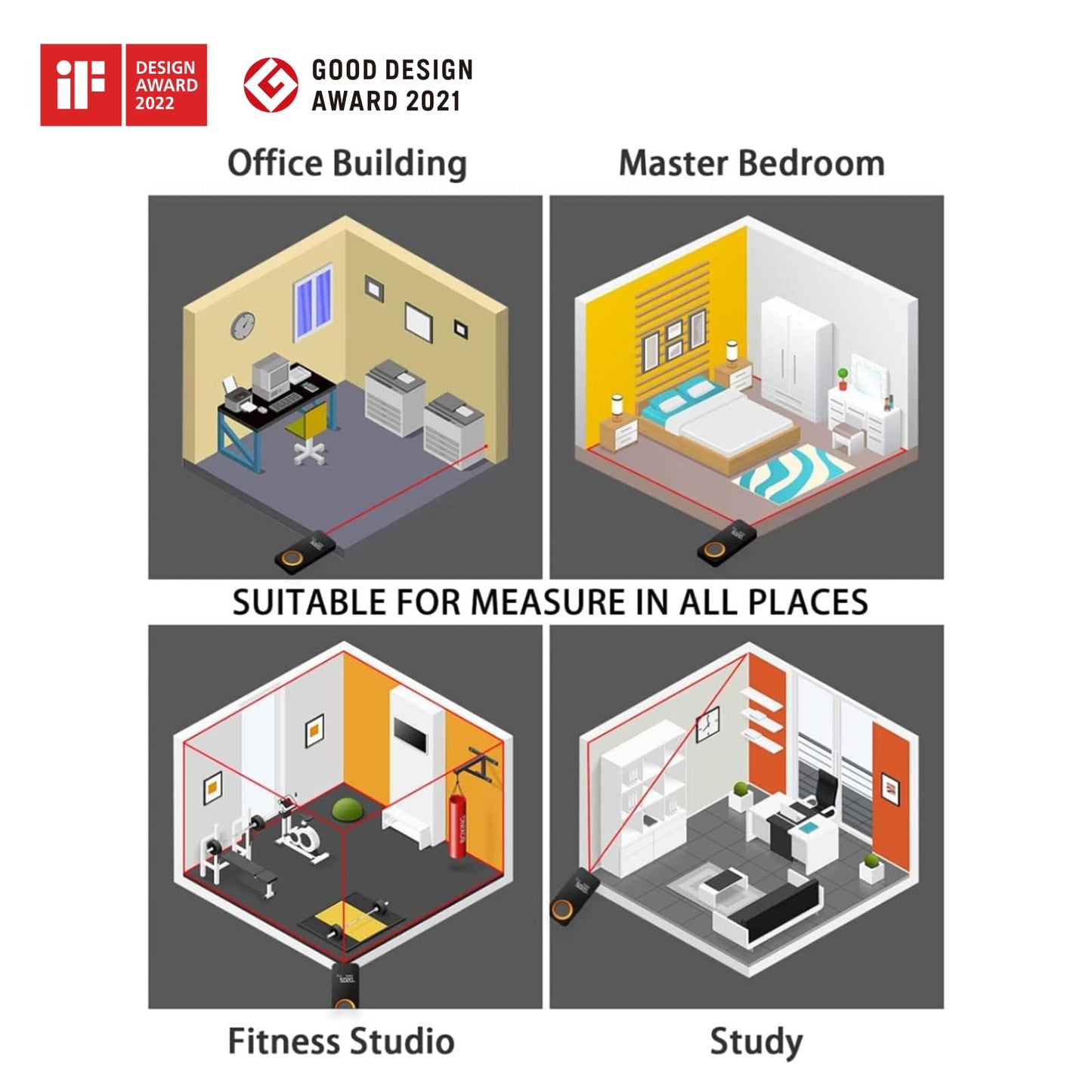 HOTO Laser Measuring Tool, Pocket-Size 98Ft Digital Laser Tape Measure ±2mm Accuracy, USB-C Rechargeable, OLED Display, Ft/M/in Unit Conversion, Real-time Data Sync, Cool Gadgets for Men & Home Use - Medaid International