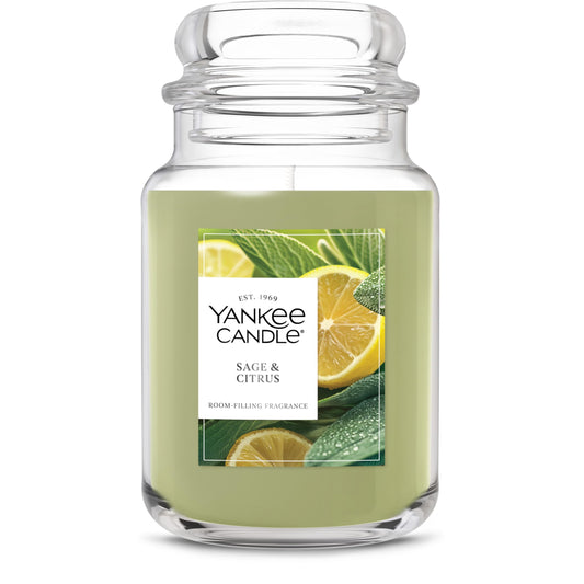 Yankee Candle Sage & Citrus Scented Candle, 22oz Large Jar with up to 150 Hour Burn Time, Giftable, Birthdays - Medaid International