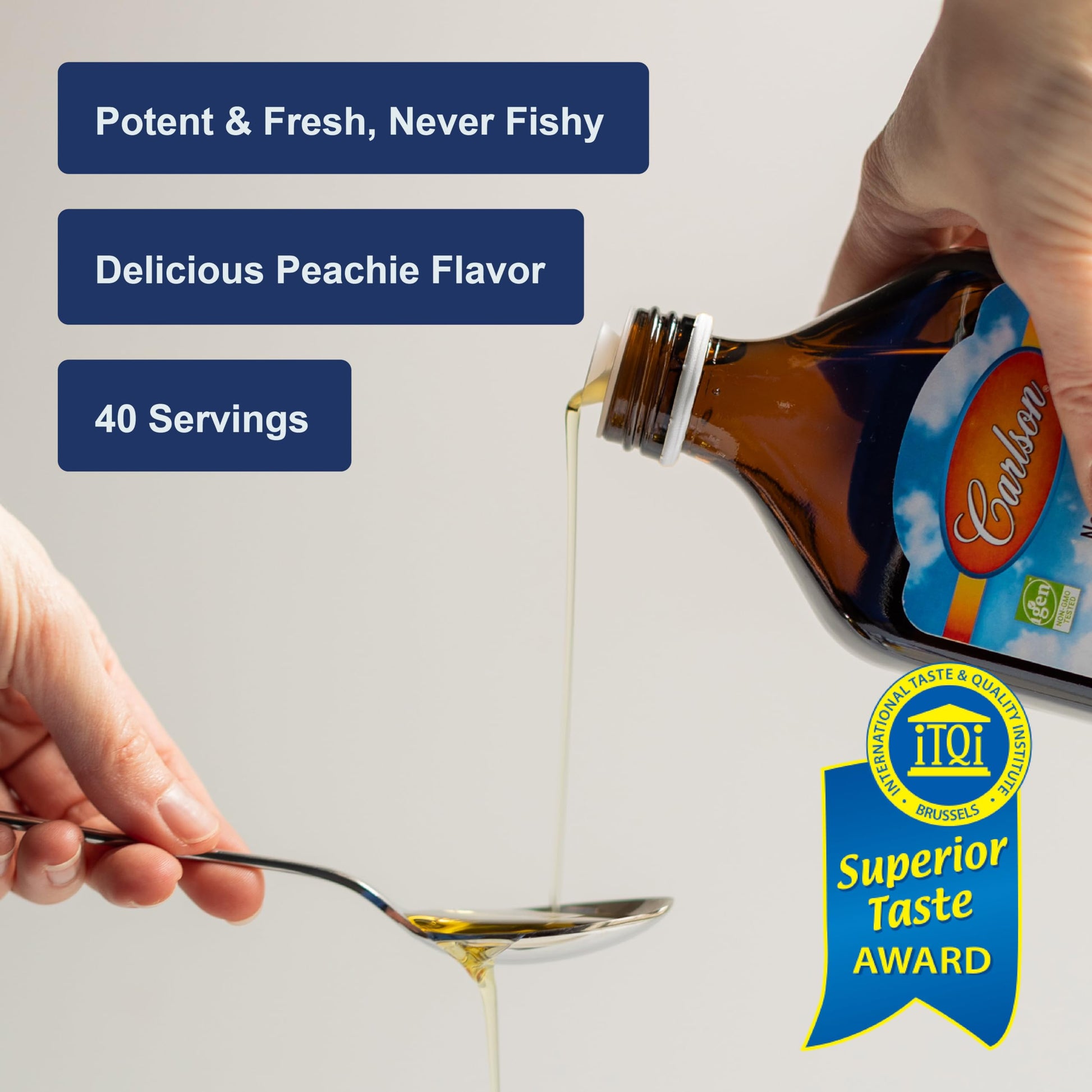 Carlson - The Very Finest Fish Oil, 1600 mg Omega-3s, Liquid Fish Oil Supplement, Norwegian Fish Oil, Wild-Caught, Sustainably Sourced Fish Oil Liquid, Just Peachie, 200 mL (6.7 Fl Oz) - Medaid International