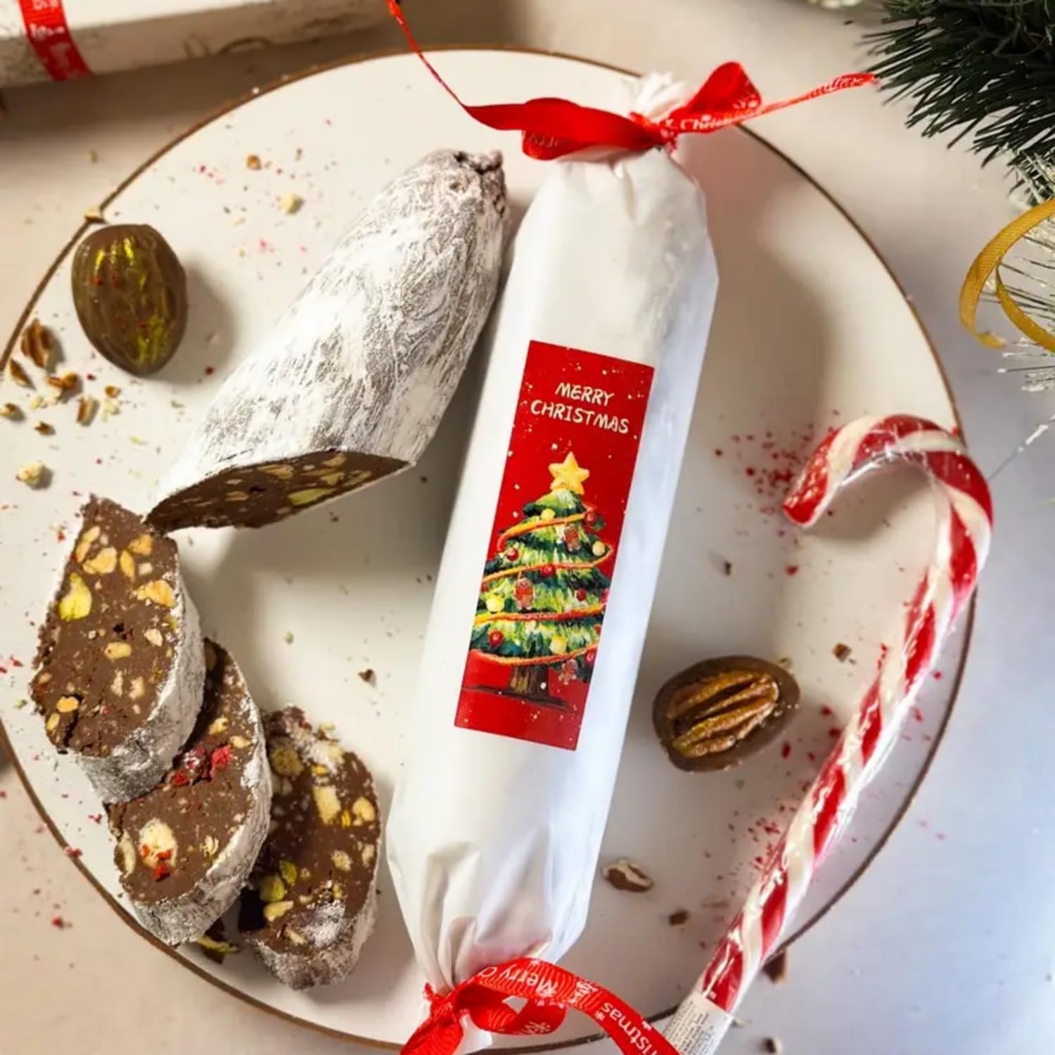 150psc Christmas Sealing Stickers Matte Adhesive Seals with Festive Tree for Gift Wrapping, Greeting Cards and Envelopes, Red - Medaid International