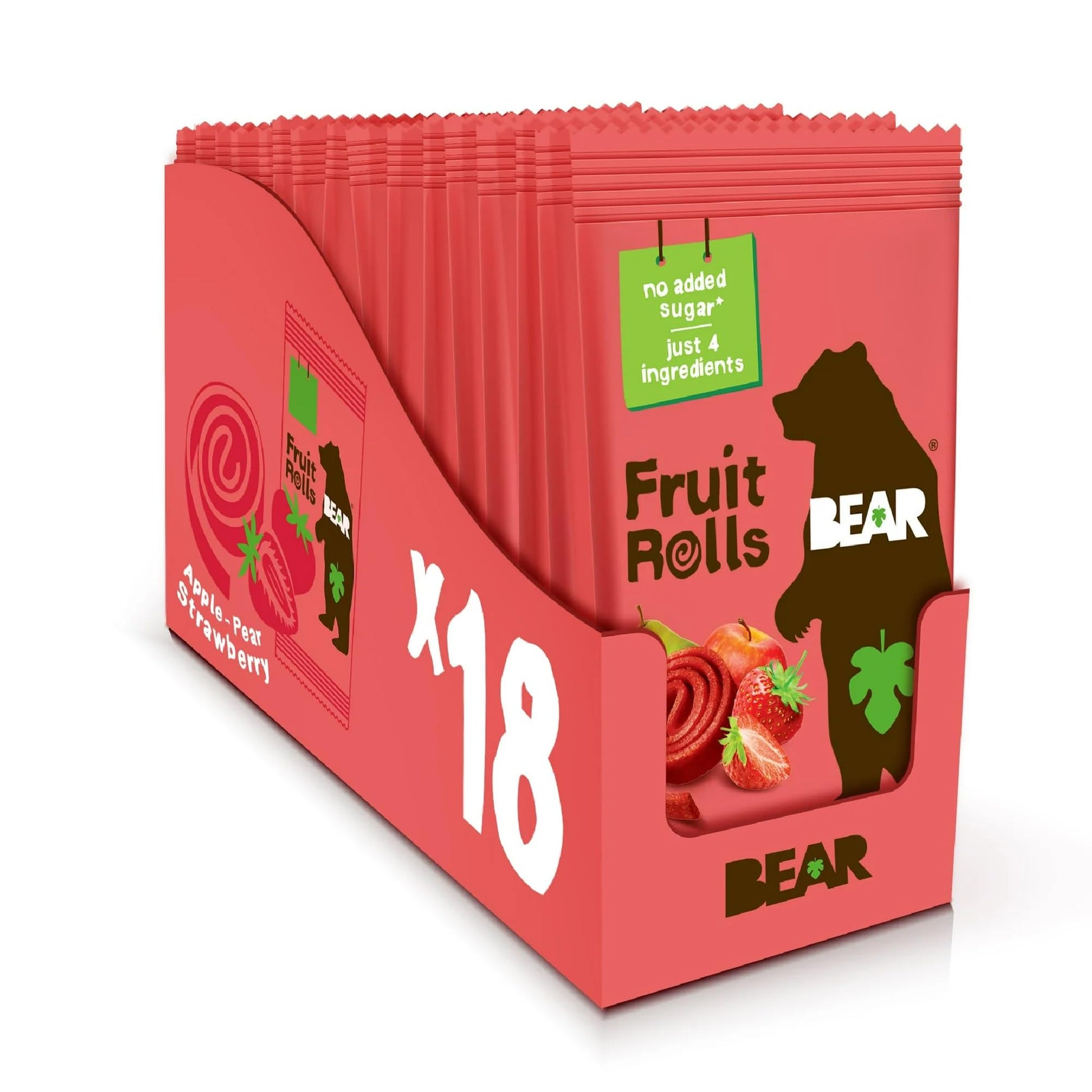 Bear Yoyo 100 Percent Fruit Rolls Strawberry 20 g (Pack of 18) - Medaid International