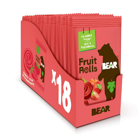 Bear Yoyo 100 Percent Fruit Rolls Strawberry 20 g (Pack of 18) - Medaid International