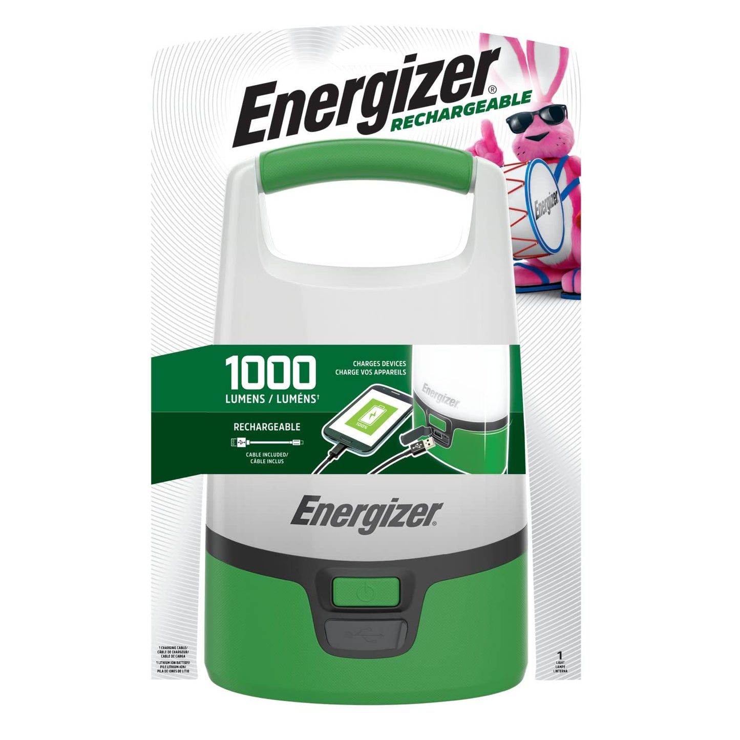 Energizer Rechargeable LED Lantern, Bright Camping Lantern, Water Resistant Emergency Light with Micro-USB Charging Cable, Pack of 1, Bright Green - Medaid International