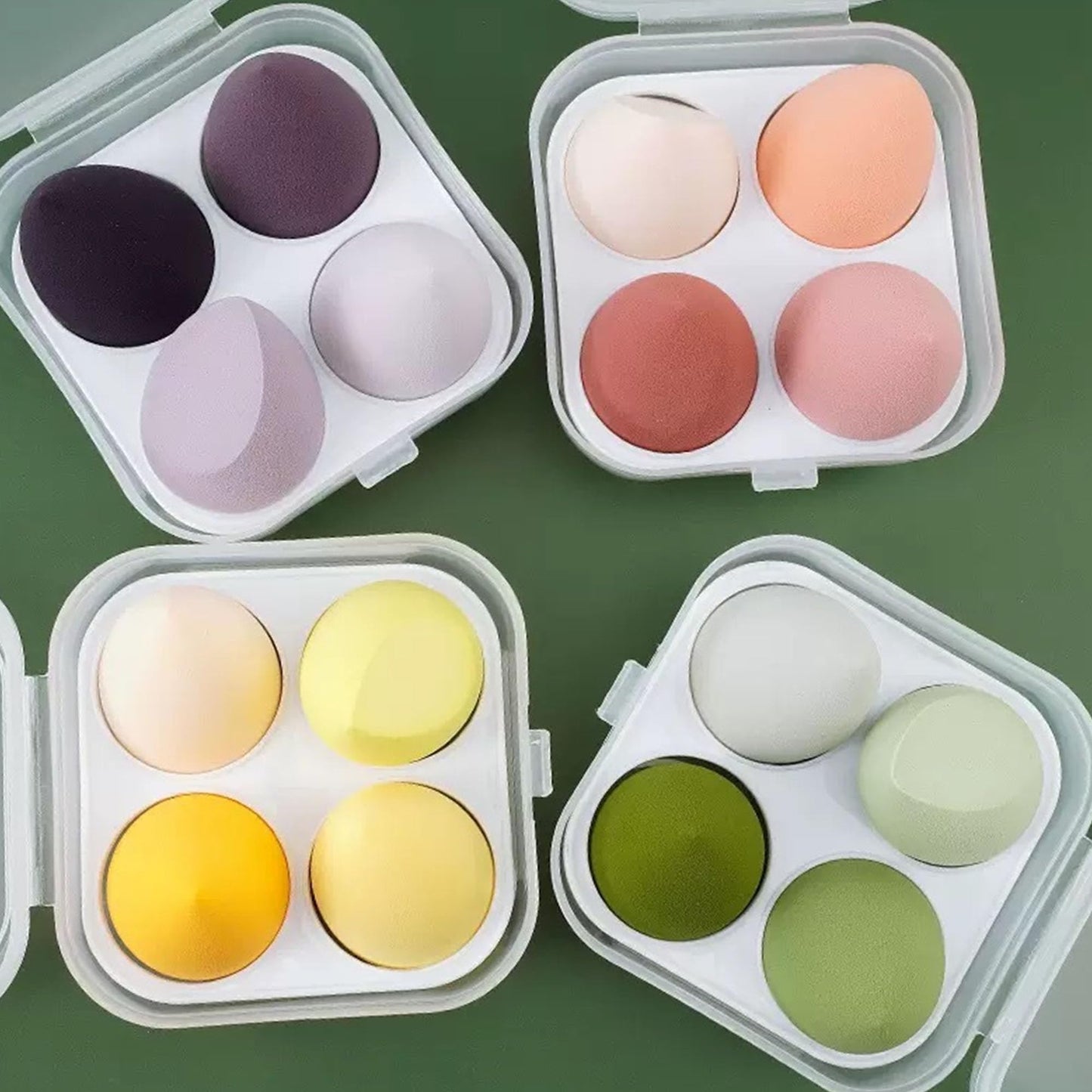 4PCS Makeup Sponge Set with Storage Box, Beauty Blender Sponges for Liquid Cream and Powder, Dry and Wet Use Foundation Blending Applicators for Flawless Makeup Application Pink - Medaid International