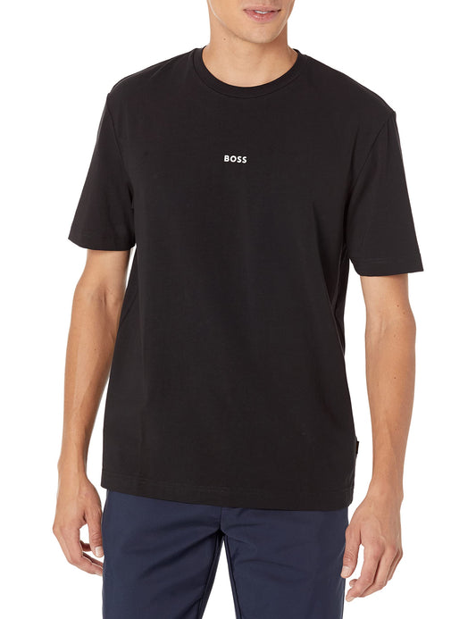 BOSS Mens Center Logo Regular Fit T Shirt T Shirt, Basic Black, 3X Large US - Medaid International