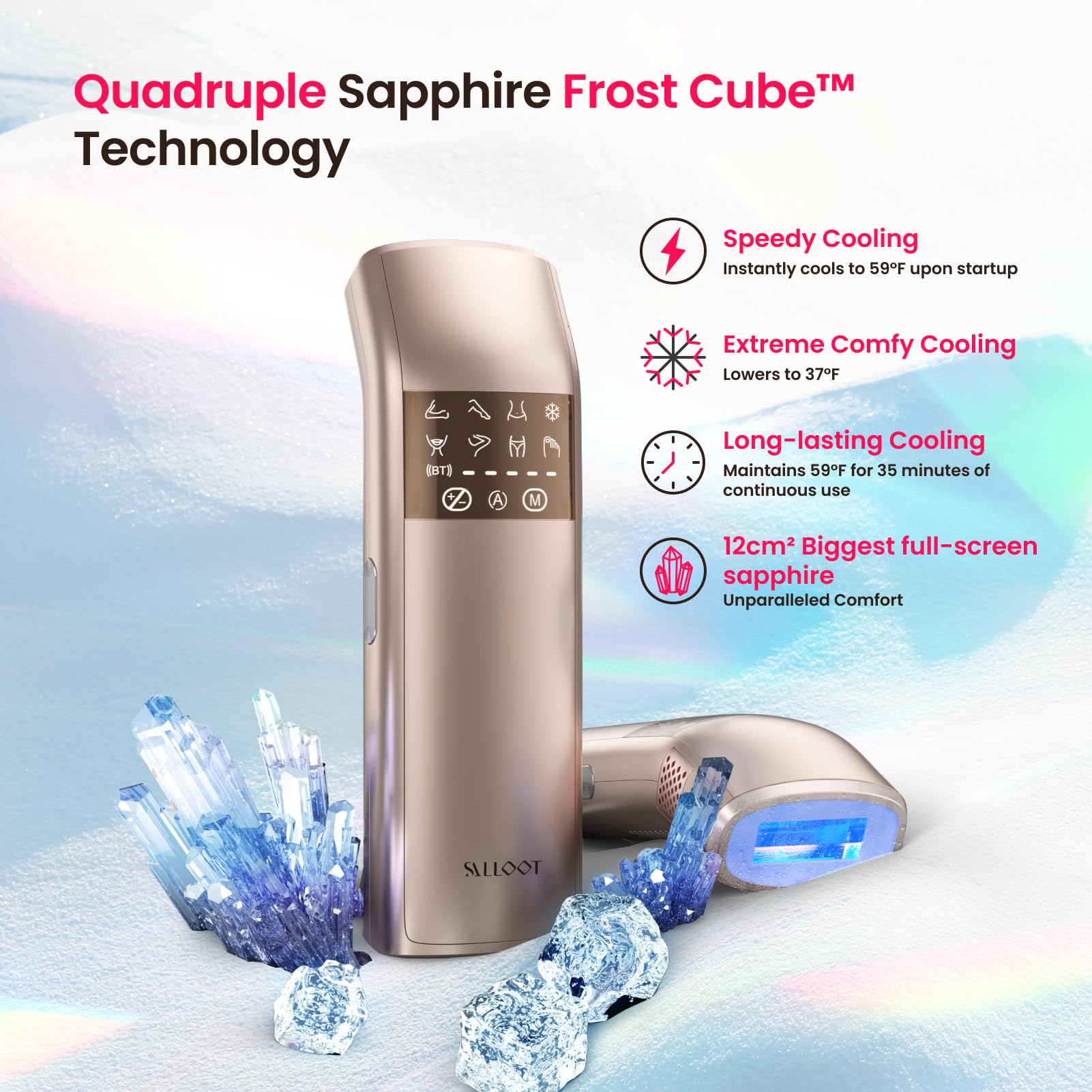 Professional IPL Laser Hair Removal for Women and Men, Super Fast TRIPLE-Pulse, 37°F Sapphire Ice-Cooling, Painless, Permanent Home Hair Removal Device for Face, Bikini, Pubic Trinity 10 - Medaid International