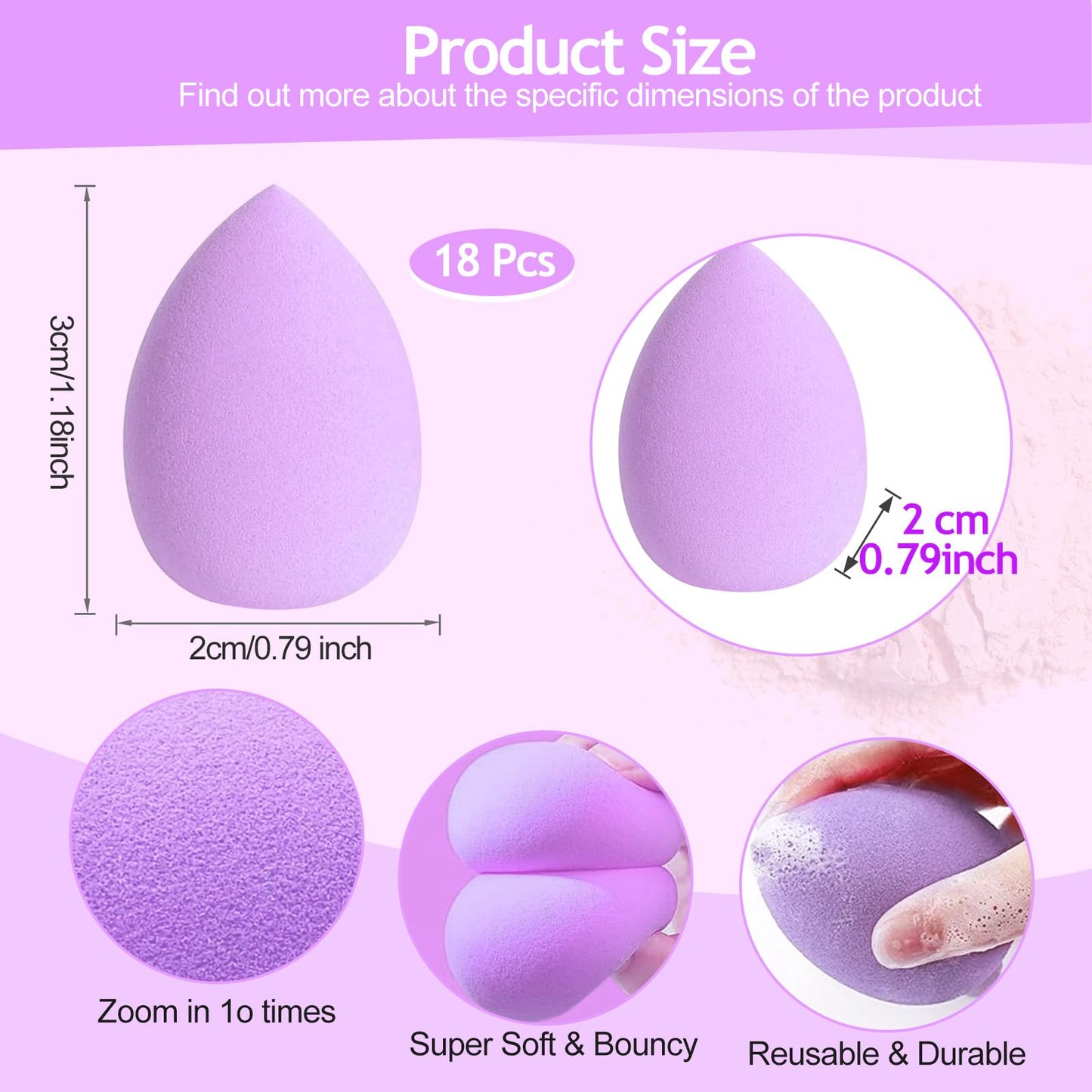 18 Pcs Mini Makeup Sponge Sets, Multicolor Makeup Blender, Beauty Sponge Blender Set for Foundation, Powder, Concealer Highlighter and Eyeshadow(Multicolor) - Medaid International