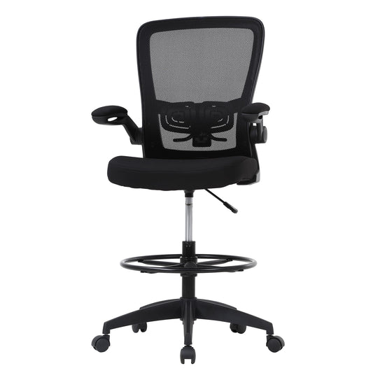 PayLessHere Ergonomic Drafting Chair Tall Office Chair High Adjustable Standing Desk Chair with Lumbar Support Mesh Back Footrest Flip-Up Arms for Office Computer Desk Standing Desk (Black) - Medaid International