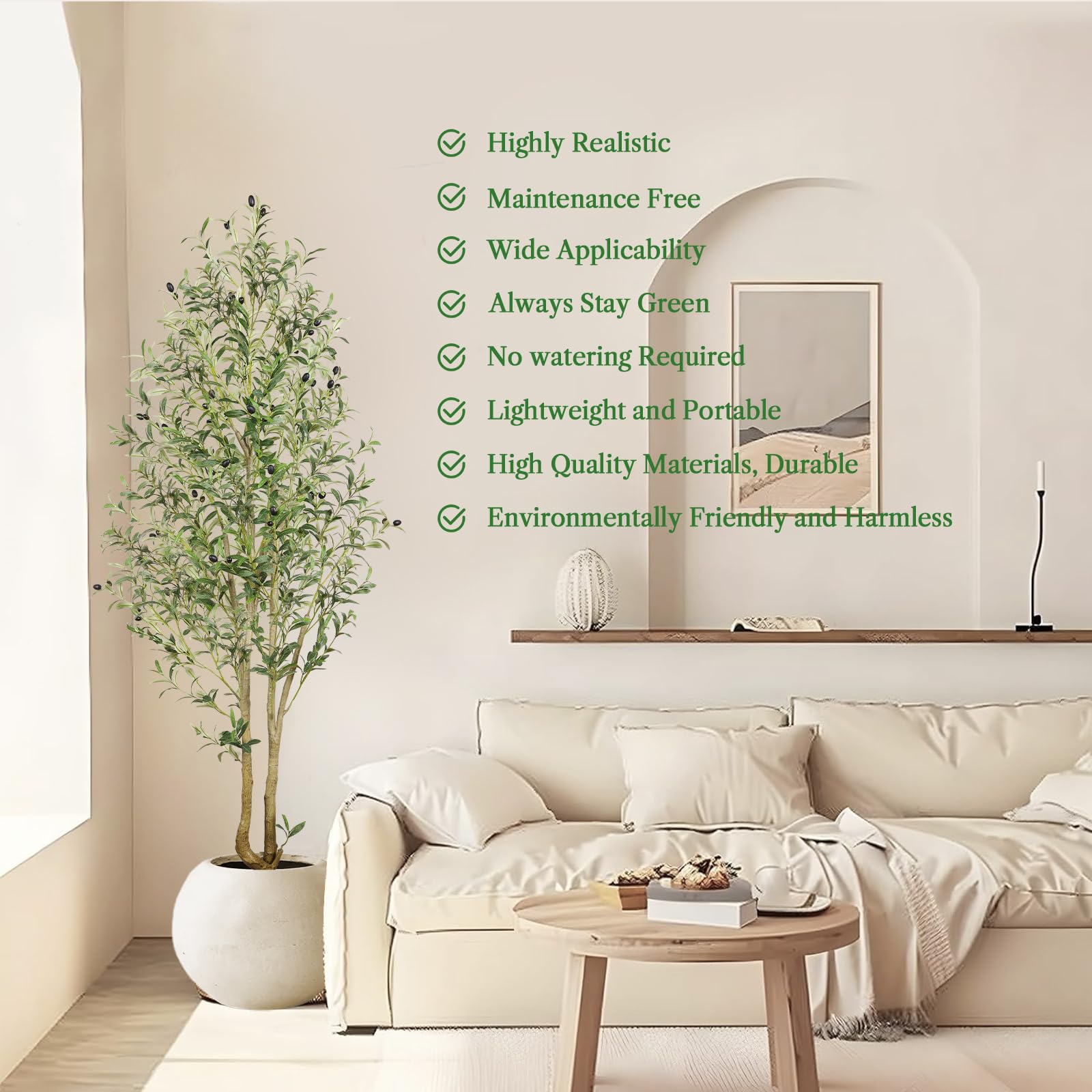 Alupssuc 6FT Artificial Olive Tree Big tall Fake Plants, 6 Feet Artificial Olive Silk Plants Indoors with Curved Trunk in Pots, Fake Tree for Home Office Living Room Indoor Outdoor Decor, 180cm - Medaid International