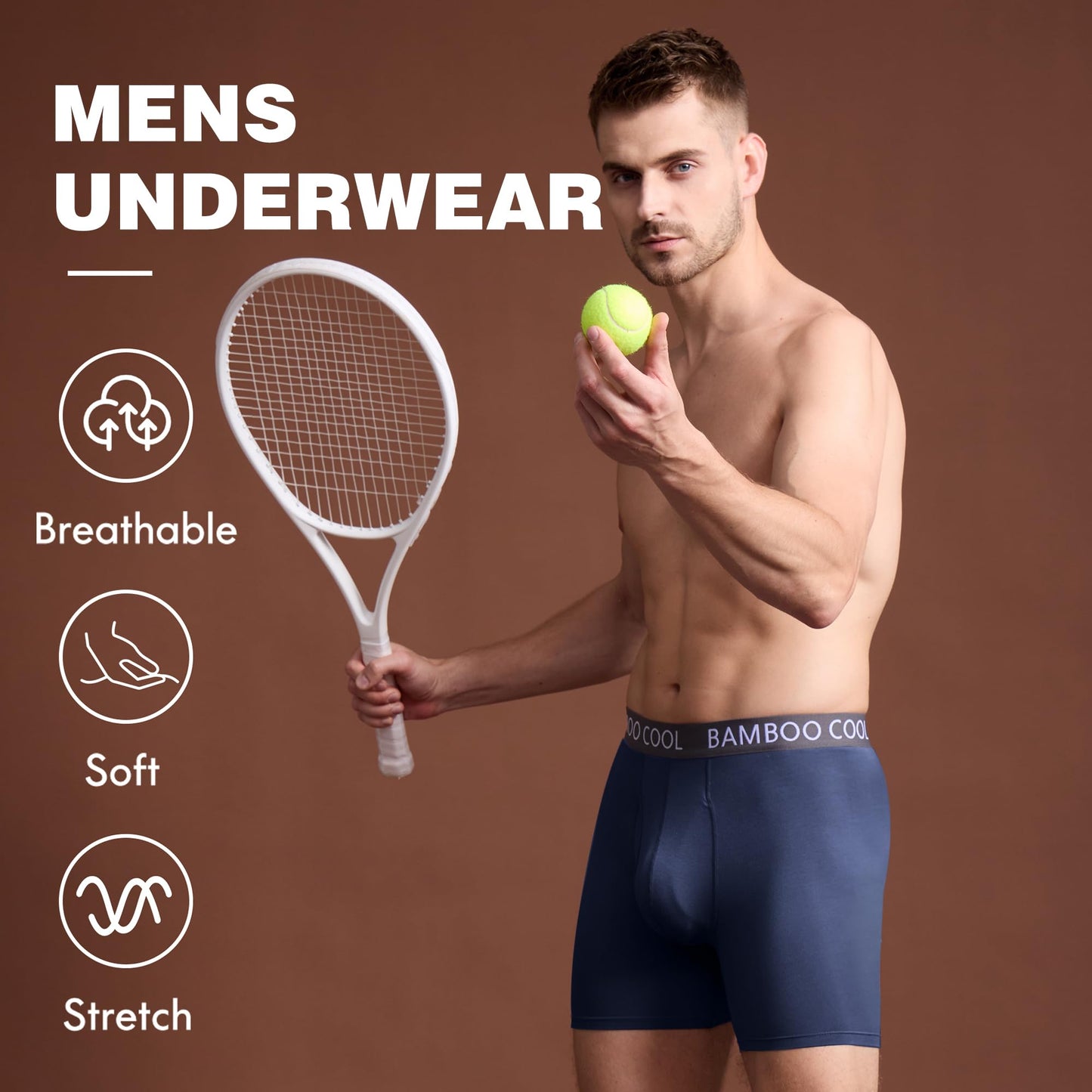 BAMBOO COOL Men's Ultra ComfortSoft Underwear, Moisture Wicking & Breathable No Ride Up Boxer Briefs with Fly, Multipack - Medaid International