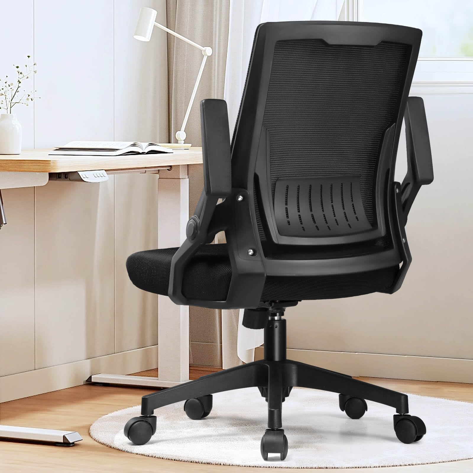GTRACING Ergonomic Office Chair with Flip-up Armrests Executive Computer Chair for Home Office, Breathable Mesh & Adaptive Lumbar Support, Black - Medaid International