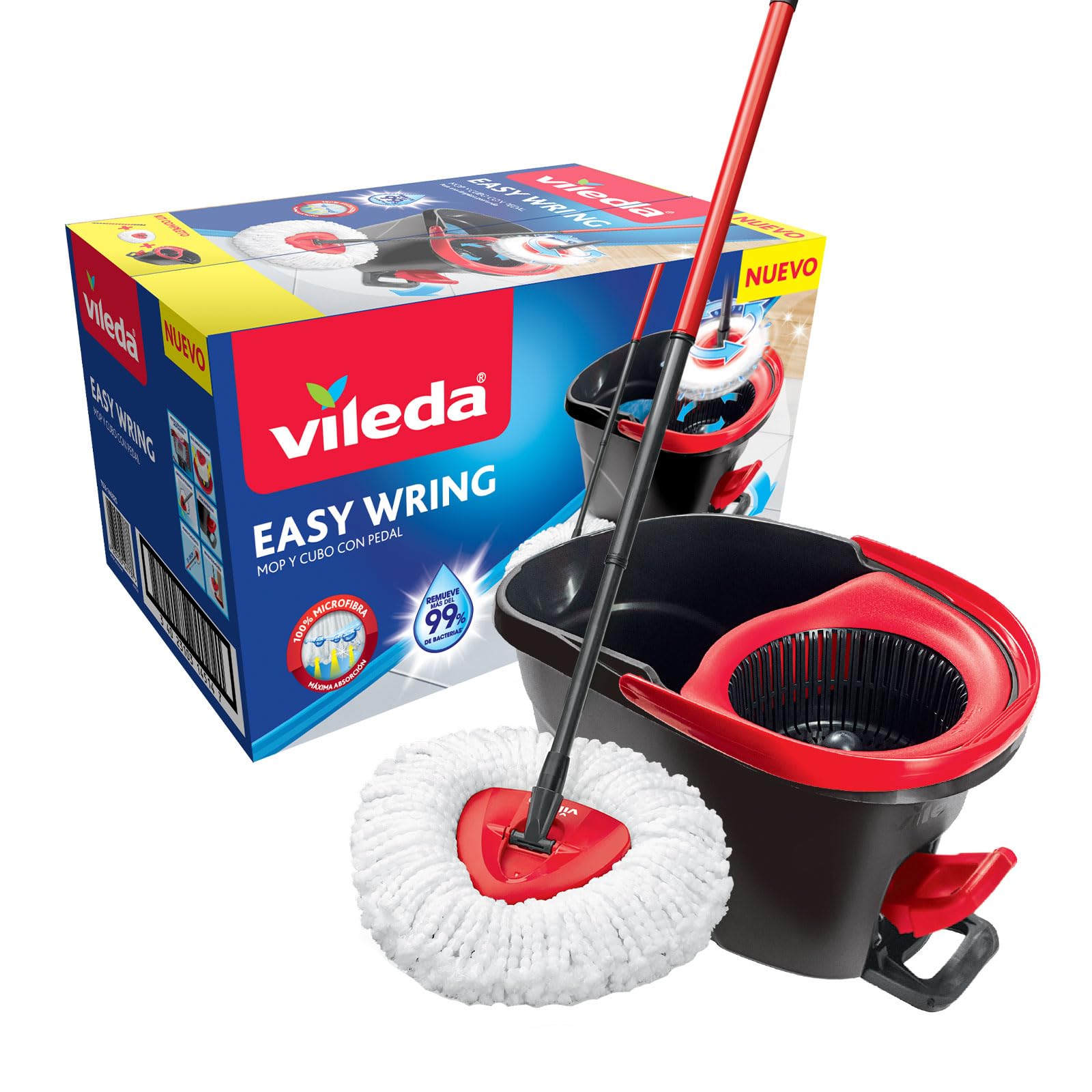 Vileda Easy Wring and Clean Microfibre Mop and Bucket with Power Spin Wringer - Medaid International