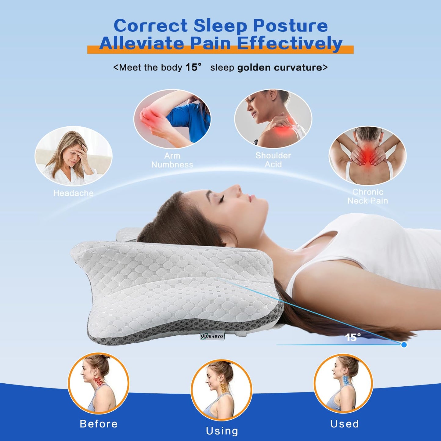 Pain Relief Cervical Pillow for Neck Support,Adjustable Ergonomic Pillow Cozy Sleeping,Odorless Orthopedic Memory Foam Pillows,Contour Bed Pillow for Side Back Stomach Sleeper - Medaid International