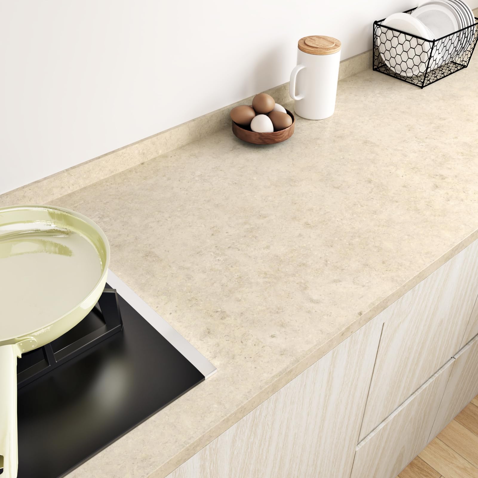 Wallderful Matte Beige Granite Wallpaper Peel and Stick Countertops Marble Contact Paper for Kitchen Bathroom Waterproof Self Adhesive Granite Vinyl Countertop Covers Backsplash Walls Film 15.75"x78" - Medaid International