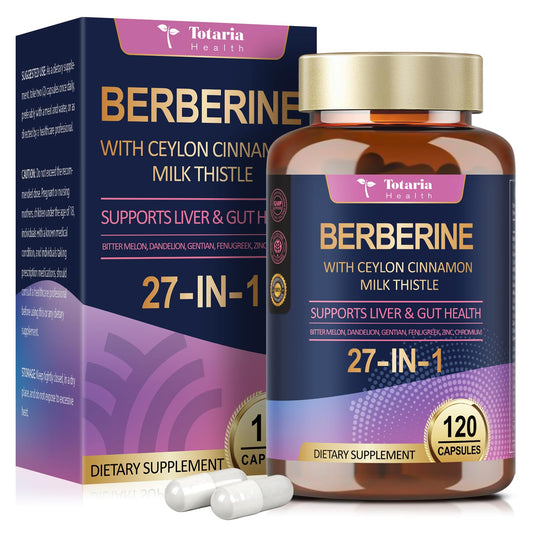 Berberine Supplement with Ceylon Cinnamon, Milk Thistle - GLP-1 Supplement GLP Activate Natural Formula, Berberine Plus for Liver & Gut Health, Immunity, Better Figure, Men & Women - 120 Vegan Caps - Medaid International