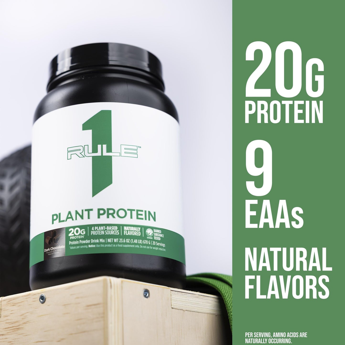 Rule 1 Plant Protein - Vegan, Gluten-Free, Dairy Free, & Soy Free Protein Powder with 20g Protein per Serving (20 Servings, Pure Vanilla) - Medaid International