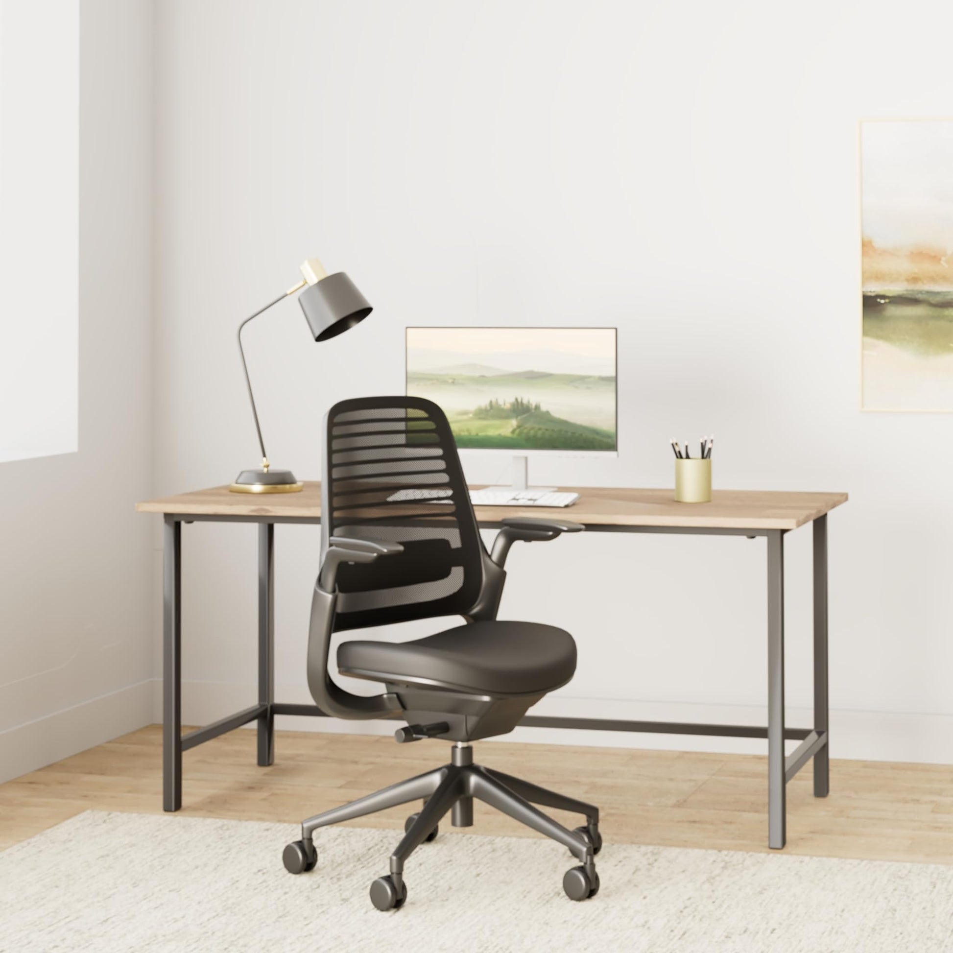 Steelcase Series 1 Office Chair - Ergonomic Work Chair with Wheels for Carpet - Helps Support Productivity - Weight-Activated Controls, Back Supports & Arm Support - Easy Assembly - Licorice - Medaid International