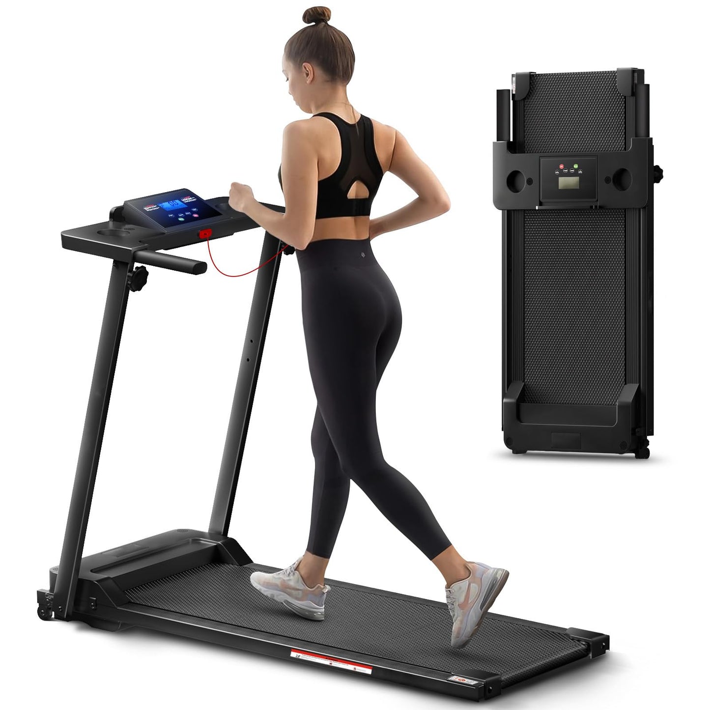 Under Desk Treadmill, Walking Pad, Portable Walking Machine - Raceable 2HP Motor 136kg Smart Control, 12 Programs & Virtual Races, 3.6" Display, 3 Timers, Emergency Stop, No Assembly Home Use - Medaid International