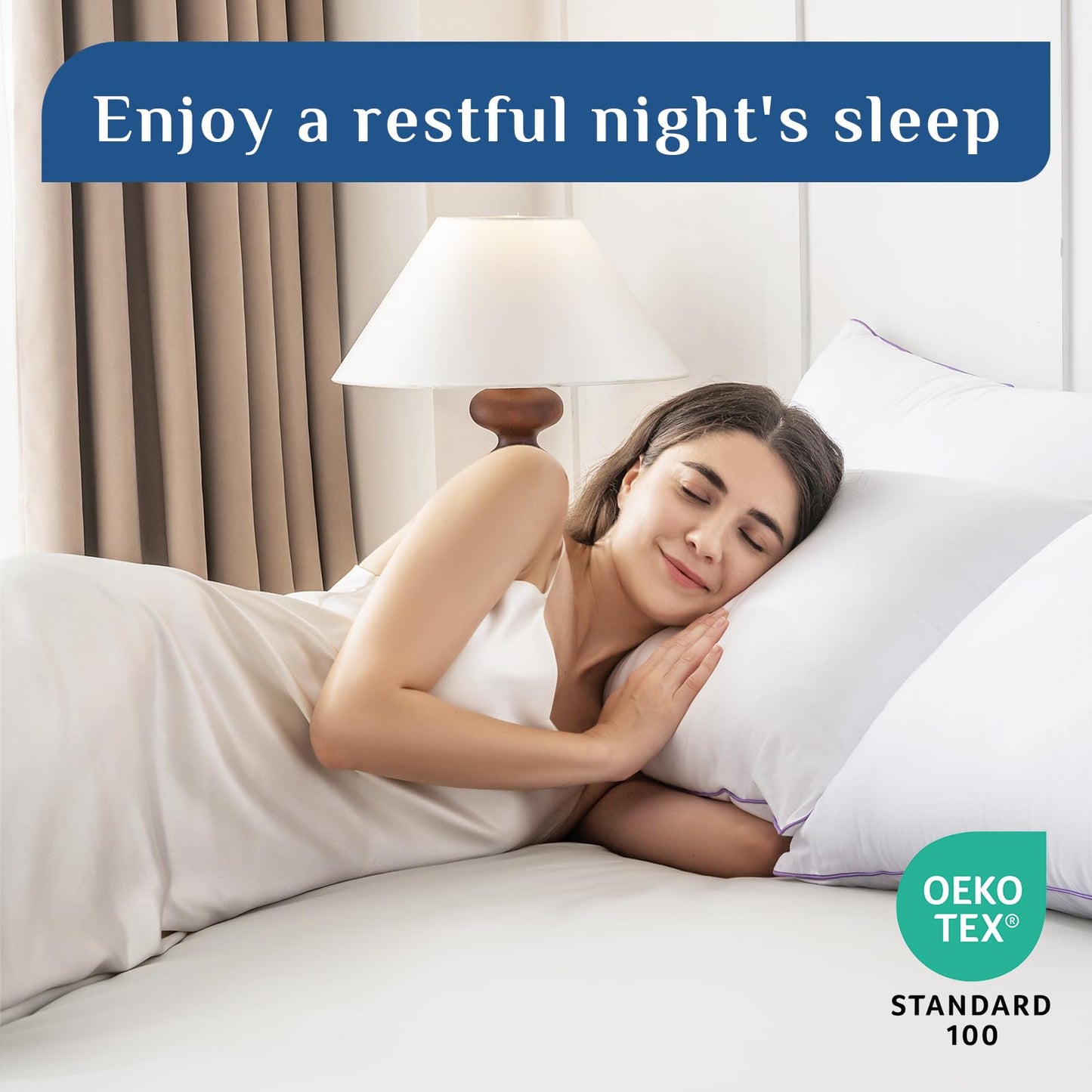 JOLLYVOGUE Pillows Standard Size Set of 4, Washable Supportive Bed Pillows with Super Soft Down Alternative Fill, Luxury Fluffy Hotel Quality for Side, Back and Stomach Sleepers - Medaid International