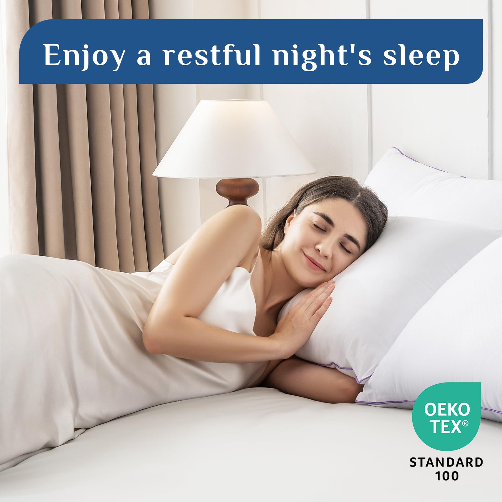 JOLLYVOGUE Pillows Standard Size Set of 4, Washable Supportive Bed Pillows with Super Soft Down Alternative Fill, Luxury Fluffy Hotel Quality for Side, Back and Stomach Sleepers - Medaid International