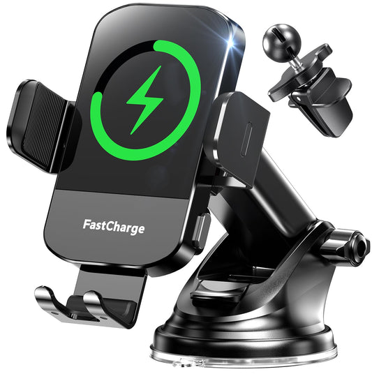 CHGeek Wireless Charger Phone Holders for Your Car, 15W Fast Charging Car Phone Holder Mount, Auto Clamping Truck Cradle Phone Mount for Car, Windshield Dashboard Air Vent Holder - Medaid International