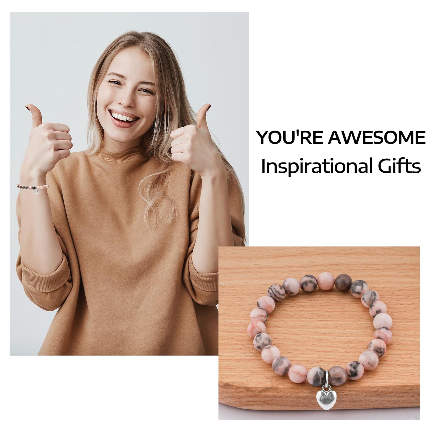 1Pcs Healing Bracelet Christmas for Women 8mm Bracelets Handmade Gemstone Stretch Elastic Bracelet - Medaid International