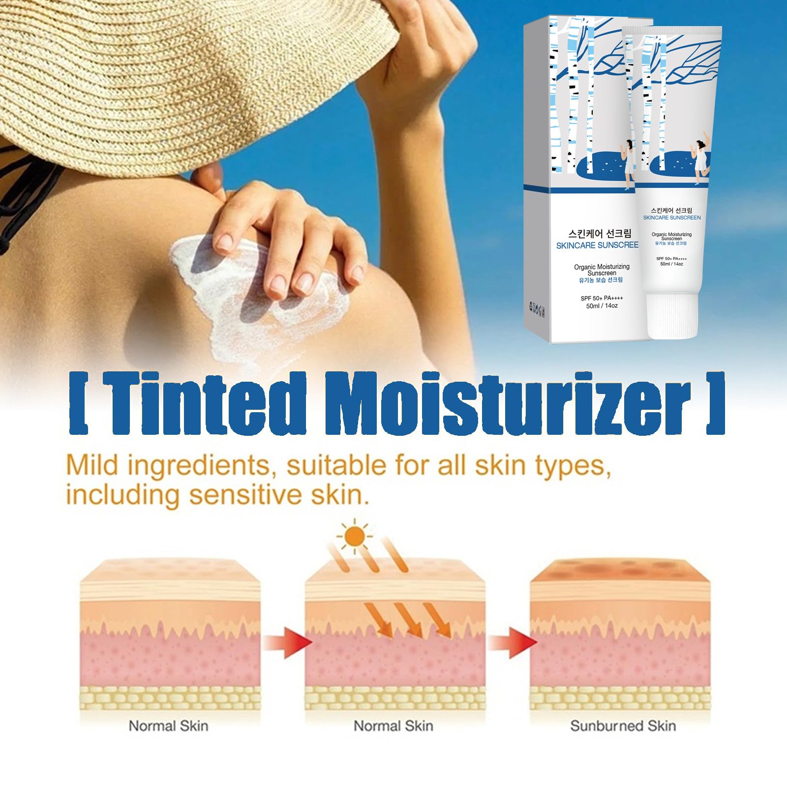 Relief Sun Sunscreen SPF 50+ PA++++ - Birch Juice Moisturizing Sun Cream - Sunscreen for Face No White Cast - Hydrating, Skin Care for All Type (1) - Medaid International