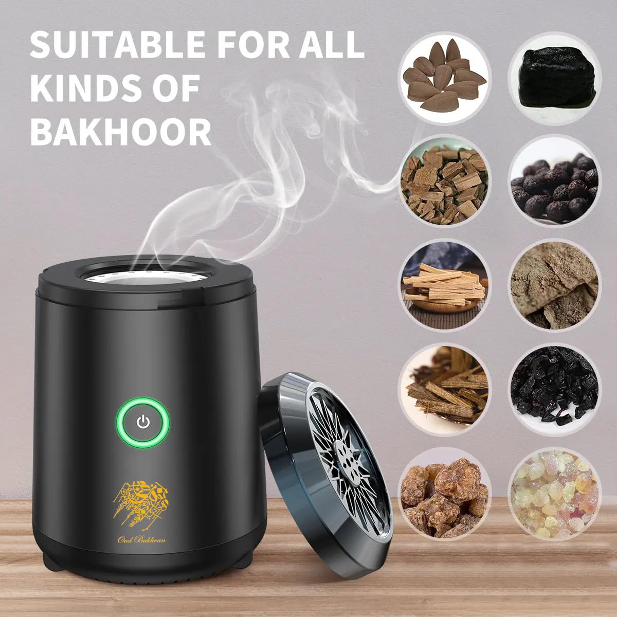 BoSidin Stylish Portable Incense Burner | USB Rechargeable Bakhoor burner | Electric Arabic Mubkhara Device for Home Office and Car (Black) - Medaid International