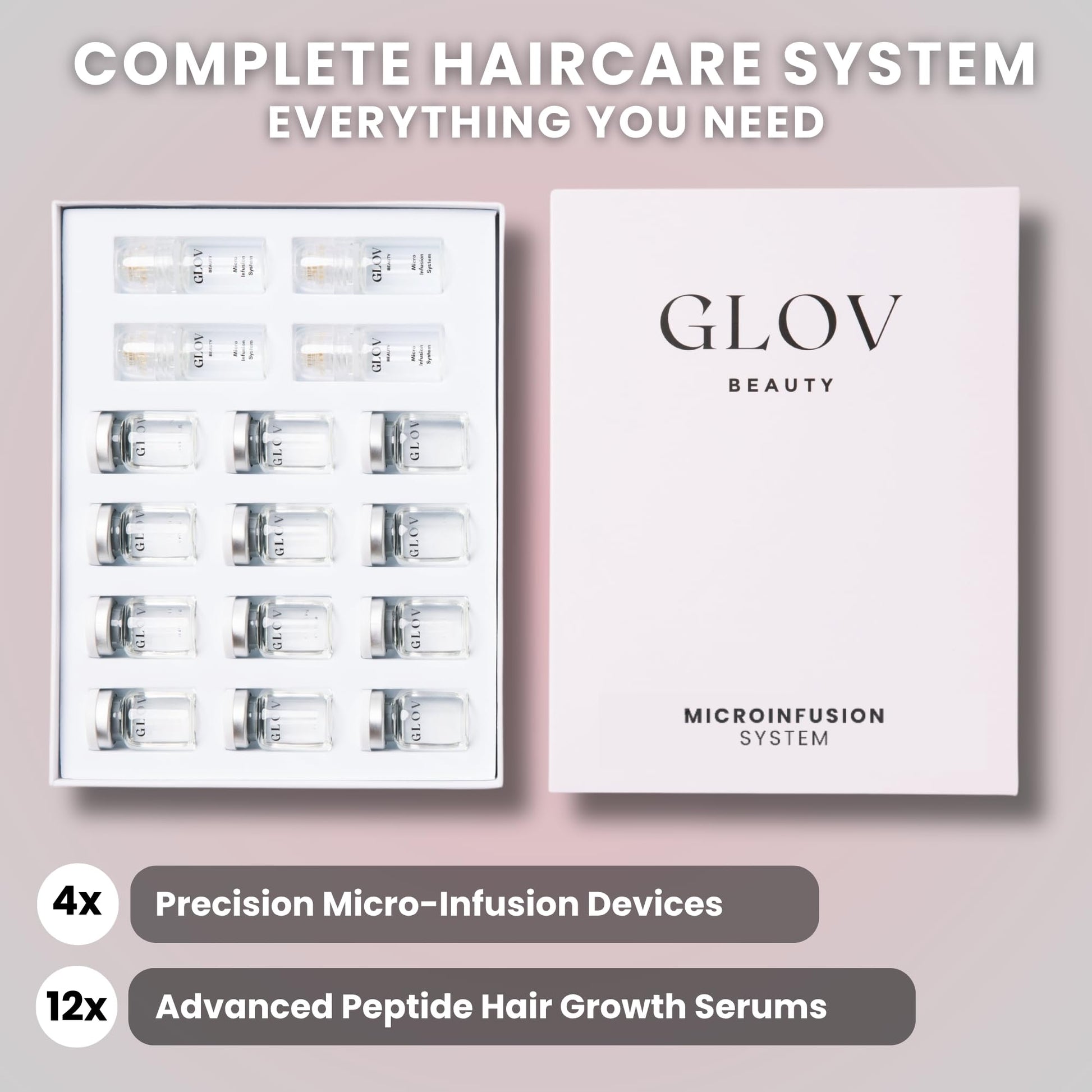 Glov Beauty Micro Infusion Hair Renewal Kit – 0.25mm Gold Derma Stamp with Hyaluronic Acid, Peptide & Botanical Serum Ampoules | Hydrating Scalp Treatment for Fuller, Thicker-Looking, Healthier Hair - Medaid International