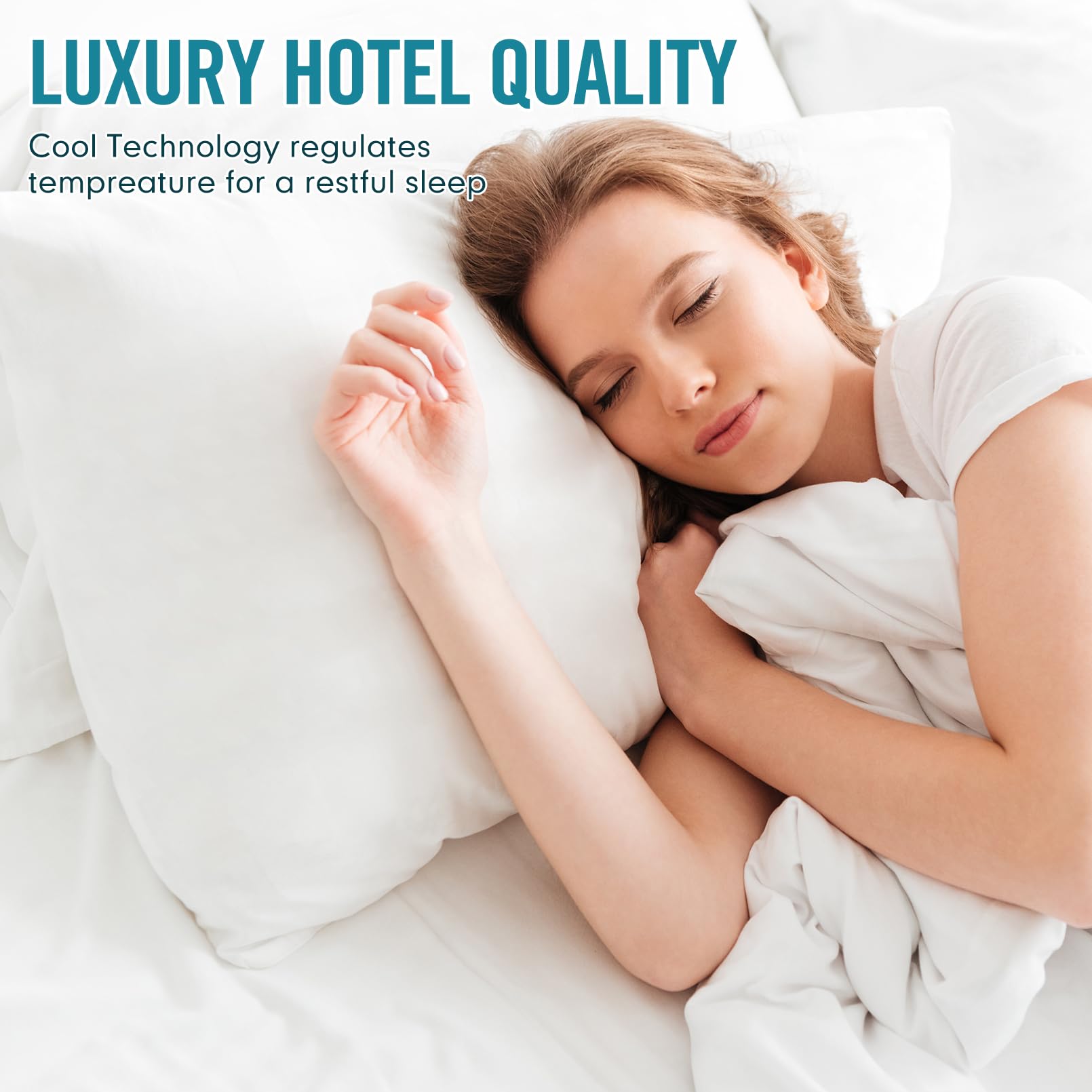 Sycoodeal Hotel Collection Bed Pillows for Sleeping 2 Pack,Standard Size Cooling Pillows,Hotel Quality with Premium Soft Down Alternative Fill for Side Stomach Back Sleepers - Medaid International