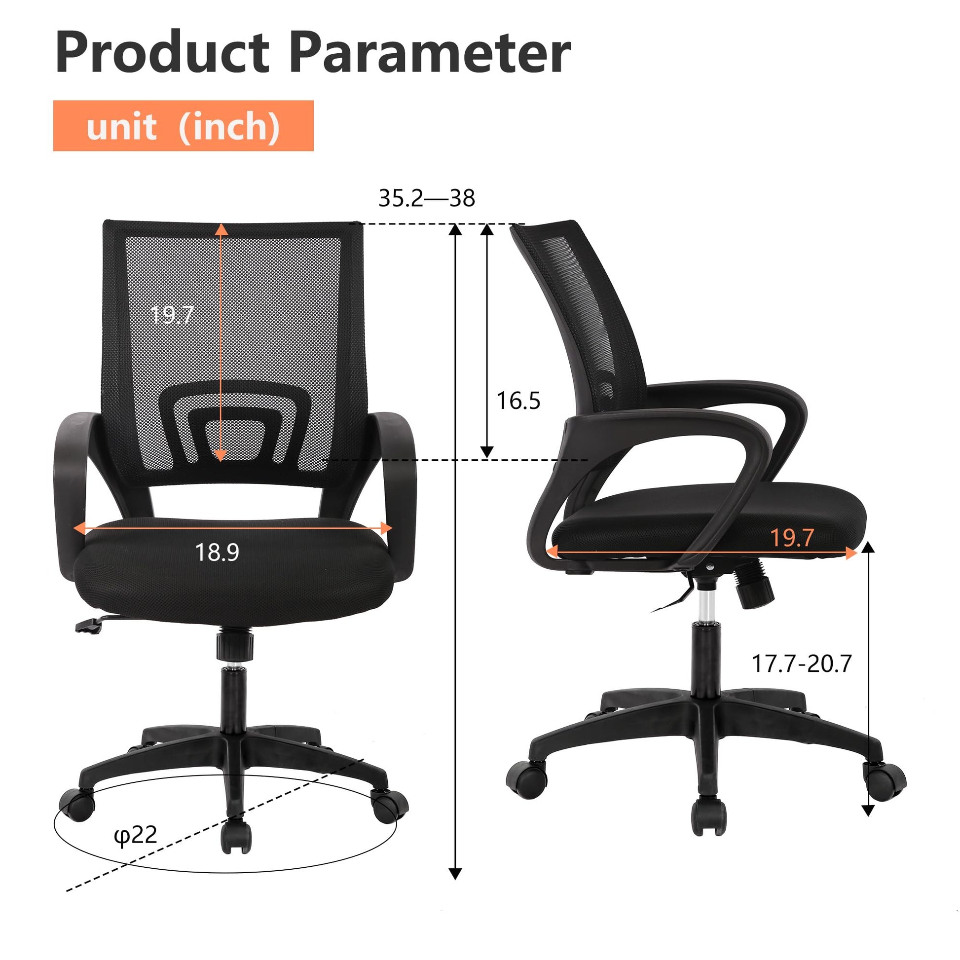 PayLessHere Home Office Chair Desk Computer Chair Adjustable Ergonomic Lumbar Support Armrest Executive with High Density Mesh 360 Degree Swivel Chair for Men Women Adults, Black - Medaid International